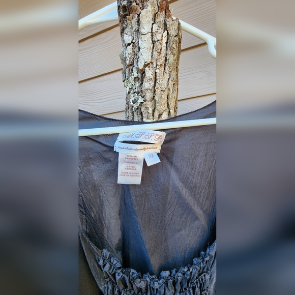 100%silk Max Studio Charcoal Blouse - Picture 2 of 4